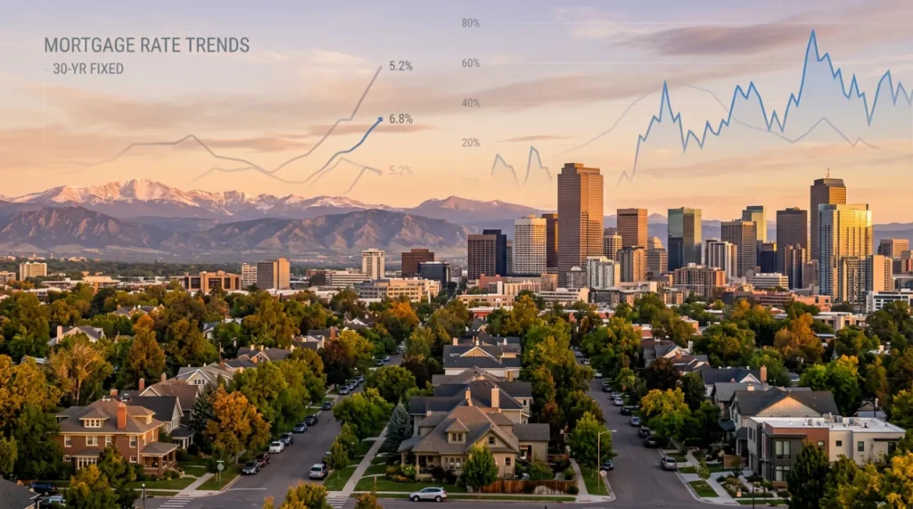 Denver housing market skyline with mortgage rate trends 2026 Colorado home affordability overview